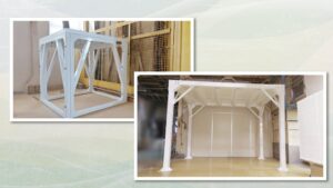 軽量鉄骨シェルターとやぐら型鉄骨シェルターの納品画像/地震対策/災害対策/防災/BCP対策