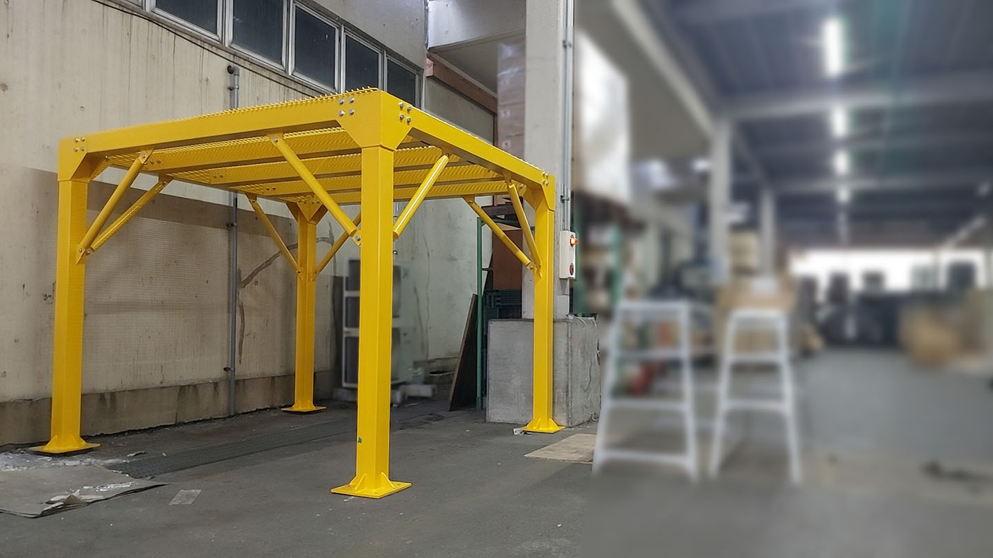 栃木県企業様の工場やぐら型鉄骨シェルター