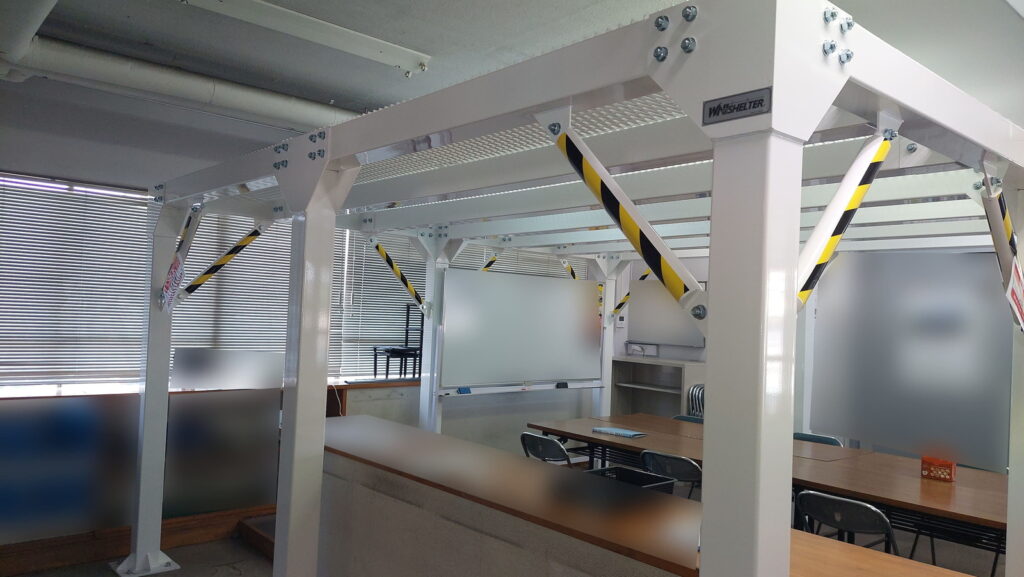 やぐら型鉄骨シェルターの納品実績／耐震シェルター／地震対策